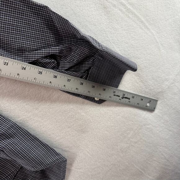 Peter Millar Shirt Mens Large Blue Micro Check Houndstooth Plaid Collection Flex - Picture 8 of 14